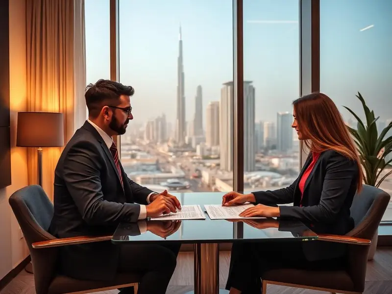 Property lawyer reviewing a real estate contract in Dubai